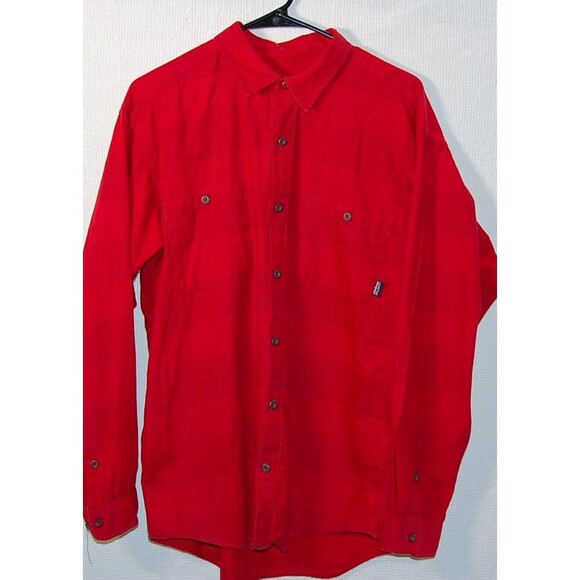 Pagagonia Organic Cotton Shirt Button Up Long Sleeve Red Size Medium 53836 - Picture 1 of 4